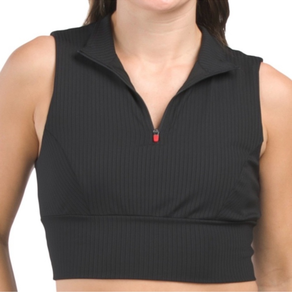 NWT Spyder Quarter Zip Ribbed Crop Tank
Black Size Large Workout Running